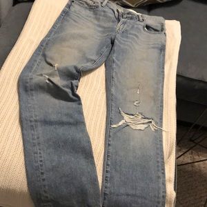 A&F light wash distressed jeans, 30W/32L